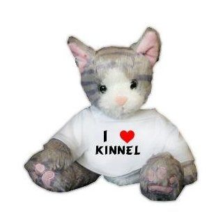 Plush Stuffed Cat (Kit Kat) toy with I Love Kinnel T shirt (first name/surname/nickname): Toys & Games