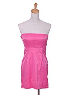 Rose Pink Cotton Polyester Short Strapless Back Zipper Ruched A Line Dress at  Womens Clothing store