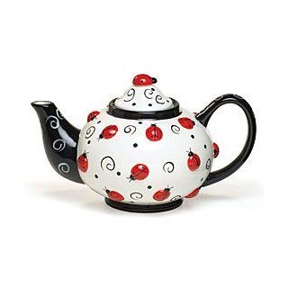 Ladybug Teapot With Swirl Design Adorable Kitchen Decor: Kitchen & Dining