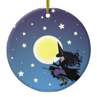 witch on broom christmas tree ornaments