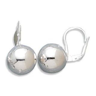 Sterling Silver 14mm Ball Earring on Lever Back: Jewelry
