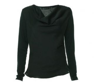 INC International Concepts Women's Draped Neck Long Sleeve Shirt Black 6