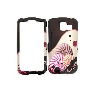 LG Optimus S Black with Pink and Purple Sweet Candy Design Snap On Hard Protective Cover Case Cell Phone + Free Additional High Quality Screen Shield Protector: Cell Phones & Accessories