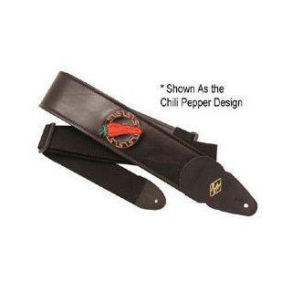 LM Products Embroidered Chili Peppers, 3" Leatherlike Guitar Strap Musical Instruments