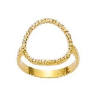 So Chic Jewels   18K Gold Plated Clear Cubic Zirconia Circle Band Ring: Class Rings: Jewelry