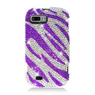 Eagle Cell PDZTEFURYS326 RingBling Brilliant Diamond Case for ZTE Fury/Director   Retail Packaging   Purple Zebra: Cell Phones & Accessories
