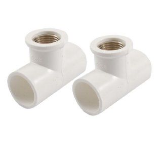 2 Pcs 1/2" PT Female Thread x 25mm Slip PVC Pipe Fitting Three Way Tee T Connector White: Industrial Pipe Fittings: Industrial & Scientific
