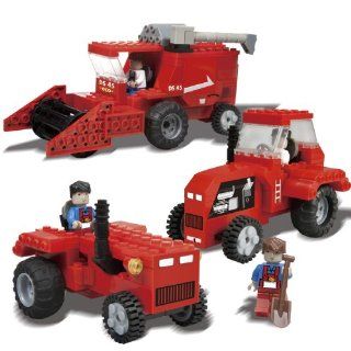 Best Lock Construction Toys 330pc Red Harvester and Tractor: Toys & Games