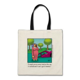 Funny Wife With Stalled Car Tote Bag