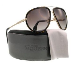 A. McQueen 4198/S Sunglasses 086Q Gold/Havana (HA Brown Gradient Lens) 63mm: Alexander McQueen: Clothing