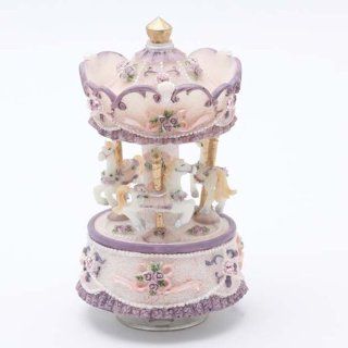 Laxury 3 horse Carousel Music Box, Purple&yellow&white Shade, Play the Castle in the Sky Tune, Model MP334   Jewelry Music Boxes