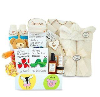 Organic New Baby Shower Gift Basket with Eric Carle Books : Baby