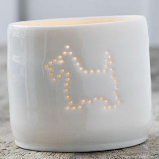 porcelain scottie tea light by luna lighting