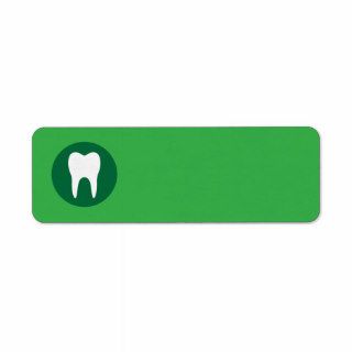 Green and white tooth logo dentist dental blank return address labels