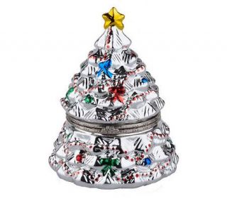 Mr. Christmas Illuminated Silver Porcelain Music Box —