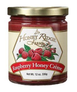 Gourmet Raspberry Honey Creme 9 oz, All Natural Creamed Raw Honey: Kitchen & Dining