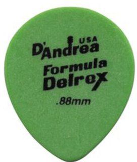 D'Andrea TD347, 0.88MH Delrex Guitar Picks, 12 Piece, Green, 0.88mm, Medium Heavy Musical Instruments