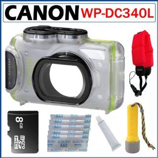 Canon Waterproof Housing WP DC340L for Canon PowerShot ELPH 520 HS Digital Camera + 8GB Micro SDHC + Foam Float Strap + Silicone Grease + Silica Gel + Torch Light  Underwater Camera Housings  Camera & Photo