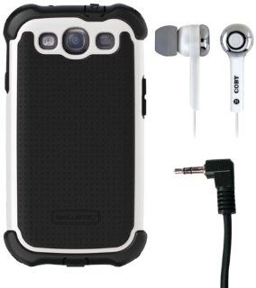 Ballistic 815825012622 SG Maxx Case with Coby Earphones and 3.5mm to 3.5mm Audio Dubbing Cable for Galaxy S III   1 Pack   Retail Packaging   White/Black: Cell Phones & Accessories