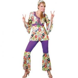 Wicked Costumes 1960s Groovy Hippie Hippy Chick Fancy Dress Costume M: Clothing