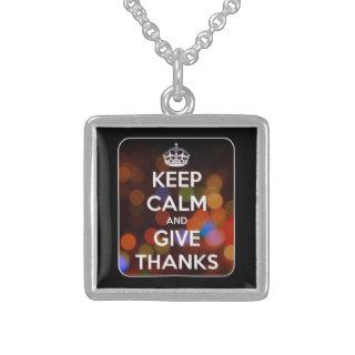 Keep Calm and Give Thanks Black Bokeh Necklaces