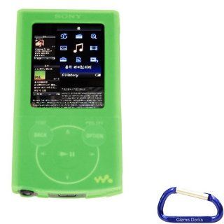 Premium Green Silicone Skin Case Cover with Free Carabiner Key Chain for the Sony Walkman E Series (NWZ E344, NWZ E345) MP3 Player: Cell Phones & Accessories