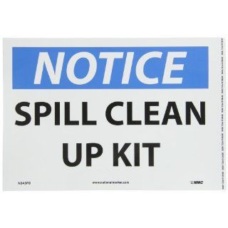 NMC N345PB OSHA Sign, Legend "NOTICE   SPILL CLEAN UP KIT", 14" Length x 10" Height, Pressure Sensitive Vinyl, Black/Blue on White: Industrial Warning Signs: Industrial & Scientific