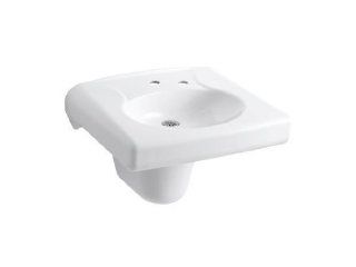 Kohler K 1999 1NR 0 Brenham Wall Mount Lavatory and Shroud with Single Hole Faucet Drilling and Soap Dispenser Hole on the Right and No Overflow, White   Wall Mounted Sinks  