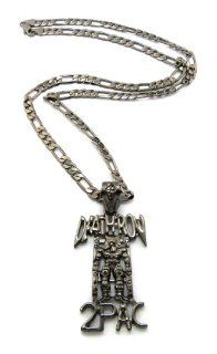 New 2PAC DEATH ROW Hip Hop Pendant &5mm/24" Figaro Chain Necklace XSP355HE: Jewelry