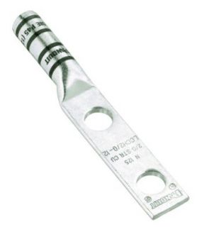 Panduit LCCH350 12 X Code Conductor Lug, Two Hole, Long Barrel With Corona Relief Taper, 350kcmil Copper Conductor Size, 1/2" Stud Size, Red Color Code, 1.75" Stud Hole Spacing, 2 5/16" Wire Strip Length, 0.17" Tongue Thickness, 1.28&qu