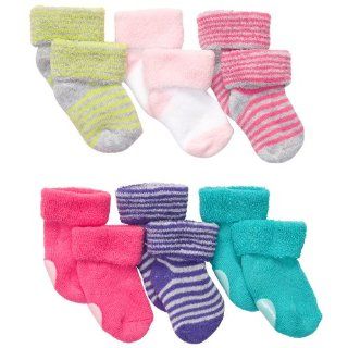 Carter's Baby Girls 6 Pack Terry Wardrobe Socks (0 3 Months): Clothing