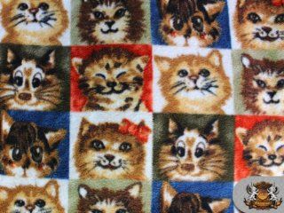 Fleece Printed FUNNY KITTY FACES Fabric / 58'' W / Sold by the yard S 354: