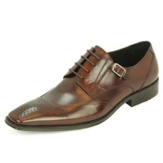 Natazzi Italian Napa Calfskin Leather Shoes Hand Made Men's Blucher Lace Up Wingtip Oxford Model Pisa L 3030 Antique Brown (9 D(M) US / 42 (M) EU): Shoes