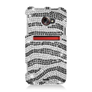 Eagle Cell PDHTCEVOONEF370 RingBling Brilliant Diamond Case for HTC EVO 4G LTE/EVO One   Retail Packaging   Black/Siver Zebra: Cell Phones & Accessories