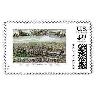 New Brighton, PA Panoramic Map   1883 Postage Stamps