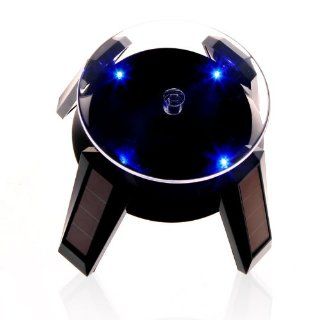 Black Solar Powered Jewelry Phone Watch 360 Rotating Display Stand Turn Table with LED Light : Solar Panels : Patio, Lawn & Garden