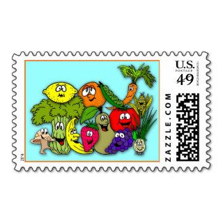 let's do the fruits 'n veggie dance postage stamps