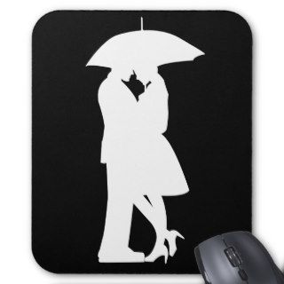 Romantic Couple Under Umbrella Mouse Pad