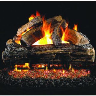 Peterson Real Fyre 18 inch Split Oak Log Set With Vented Natural Gas G4 Burner   Match Light   Fireplace Logs