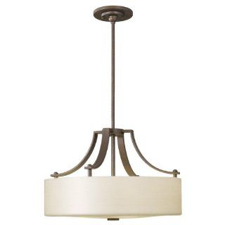 Murray Feiss F2404/3CB Sunset Drive Collection 3 Light Pendant, Corinthian Bronze Finish with Striated Pearl Glass Shade   Ceiling Pendant Fixtures  