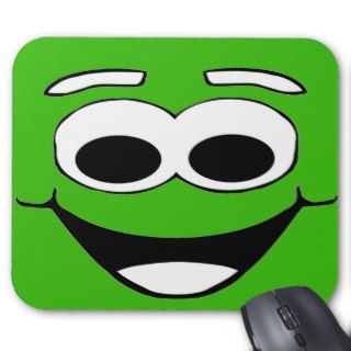 Green Smiley Cartoon Face Mousepads