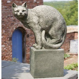 Campania International Shadow The Cat Perched Cast Stone Garden Statue   A 371 AL : Outdoor Statues : Patio, Lawn & Garden