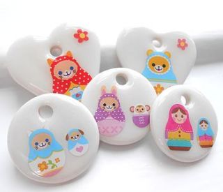 russian dolls and cats porcelain necklace by zoe est kids