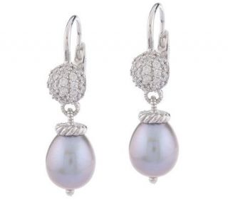 Judith Ripka Sterling Diamonique & Cultured Pearl Earrings —