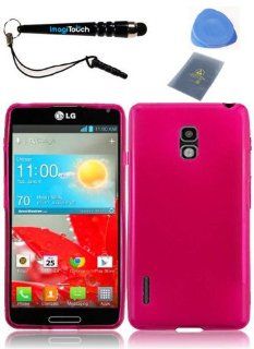 IMAGITOUCH(TM) 4 Item Combo LG Optimus F7 US780 Frosted Flexible TPU Skin Case Cover Phone Protector   Hot Pink (Stylus pen, ESD Shield bag, Pry Tool, Phone Cover): Cell Phones & Accessories