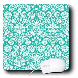 mp_151456_1 InspirationzStore Damask patterns   Aqua blue and white damask pattern   teal turquoise   classic stylish vintage French floral swirls   Mouse Pads : Floral Mousepad : Office Products
