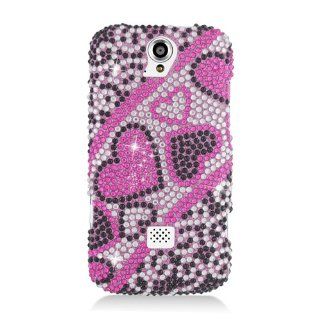 Eagle Cell PDHWMYTOUCHQ2F384 RingBling Brilliant Diamond Case for Huawei myTouch Q U8730   Retail Packaging   Pink/Black Heart: Cell Phones & Accessories