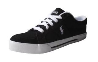 Polo Ralph Lauren Men Haylen Canvas/Suede Pony Logo Fashion Sneakers Shoes (9.5D, Black/white): Shoes