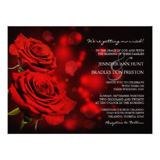 Romantic Wedding Invitation With Red Roses