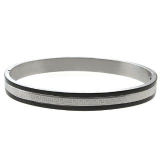 Men's Stainless Steel Bangle Bracelet With Greek Key Design 7.5 Inch: Link Bracelets: Jewelry